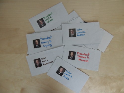 General Conference Activity for Toddlers-Apostle envelope picture match