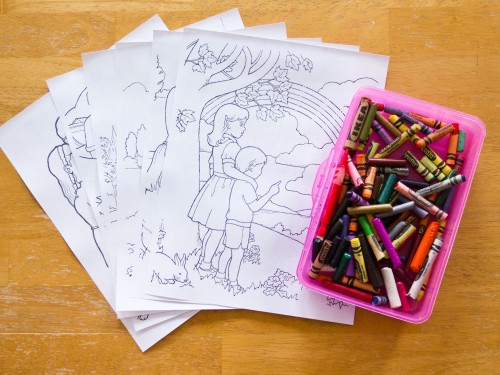 Print off some church coloring pages and give your toddler some crayons. Great way to keep toddlers occupied during General Conference.
