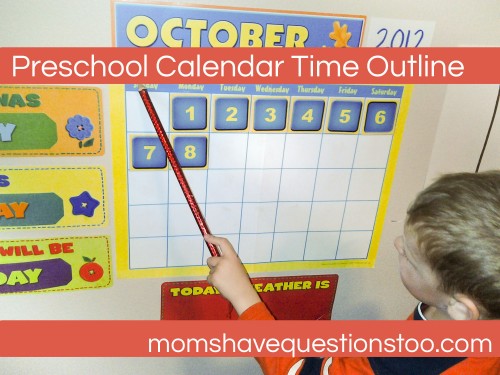 Preschool Calendar Time Outline -- Days of the Week