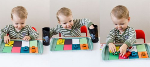 Parking Lot Color Match - Car Themed Tot School Trays -- Moms Have Questions Too