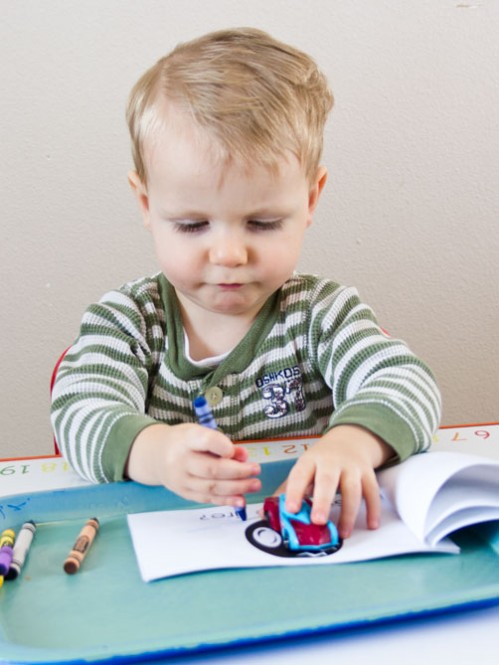 Free Printable Car Book! Car Themed Tot School Trays -- Moms Have Questions Too
