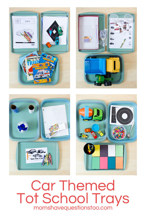 Car Themed Tot School Trays -- Moms Have Questions Too