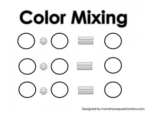 Free Printable! Toddler Color Games Mixing Sheet -- Moms Have Questions Too