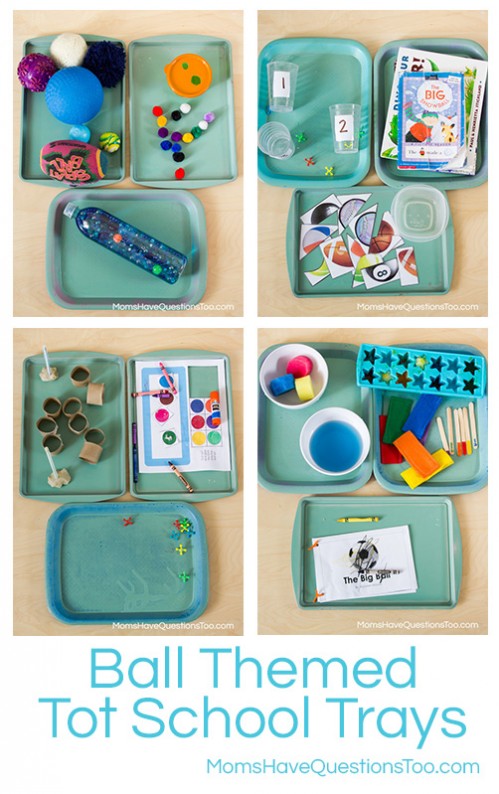 Ball Themed Tot School Trays -- Moms Have Questions Too