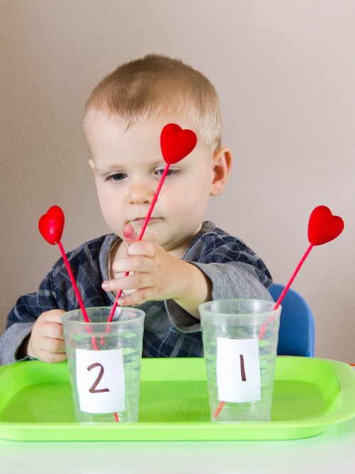 Valentine Themed Tot School Trays -- Moms Have Questions Too