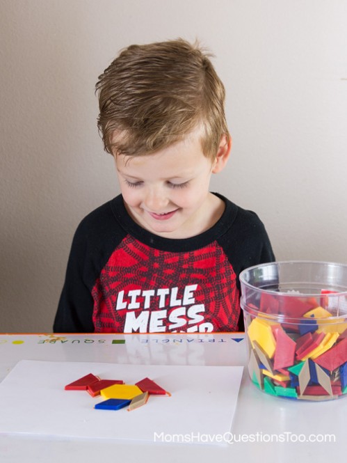 Finished Shape Filled in - Pattern Blocks Template - Moms Have Questions Too