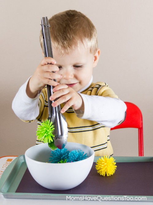 Transfer “planets” onto “Space” - Space Themed Tot School Trays - Moms Have Questions Too