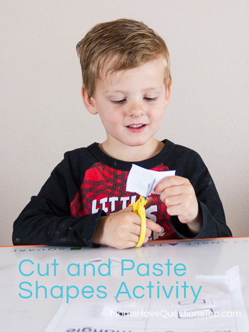 Cutting Shapes - Shape Sorting Cut and Paste Activity - Moms Have Questions Too