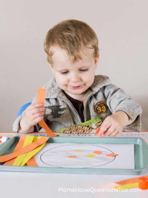Gluing Activity - Spring Tot School Trays - Moms Have Questions Too