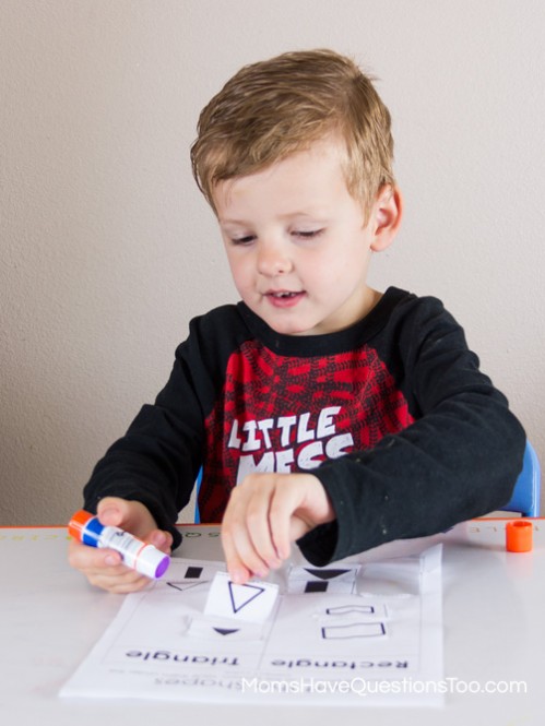 Placing Shapes - Shape Sorting Cut and Paste Activity - Moms Have Questions Too