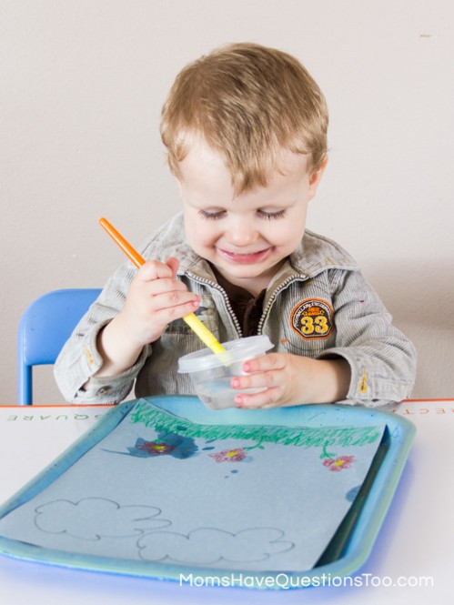 Water Painting - Spring Tot School Trays - Moms Have Questions Too