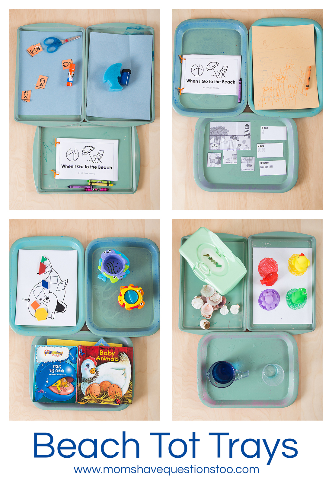 Beach Tot School Trays www.momshavequestionstoo.com