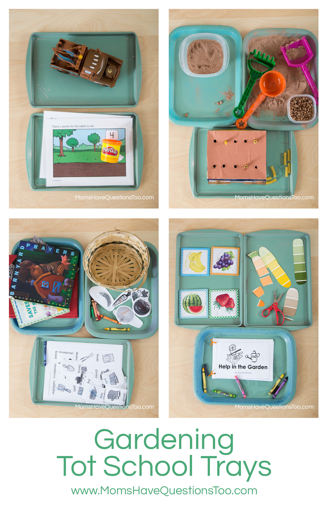 Gardening Tot School Trays - momshavequestionstoo.com