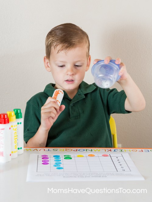 Dice and dot markers to help practice graphing - Moms Have Questions Too