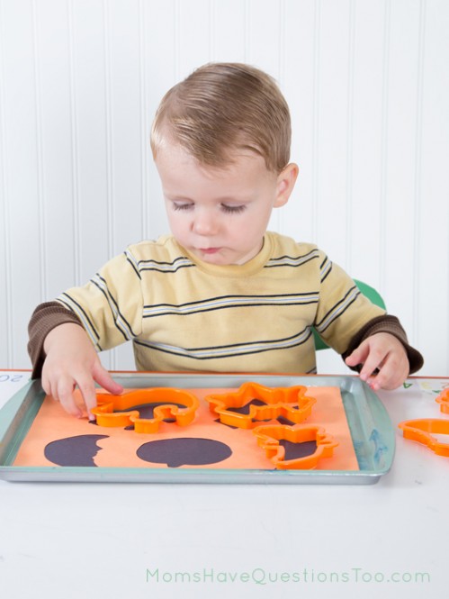 Cookie Cutter Shape Match Halloween Tot Tray - Moms Have Questions Too