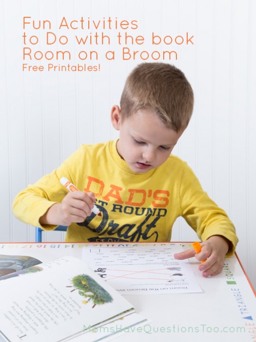 Free printable worksheets to go along with the book Room on the Broom - Moms Have Questions Too