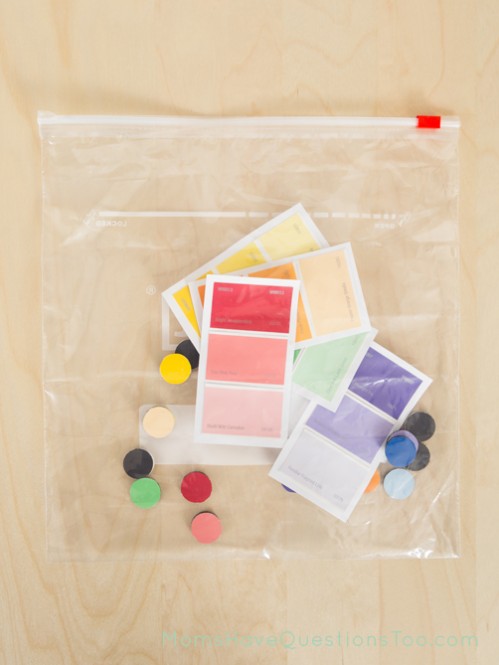 Paint Chips and Magnets Color Matching Busy Bag