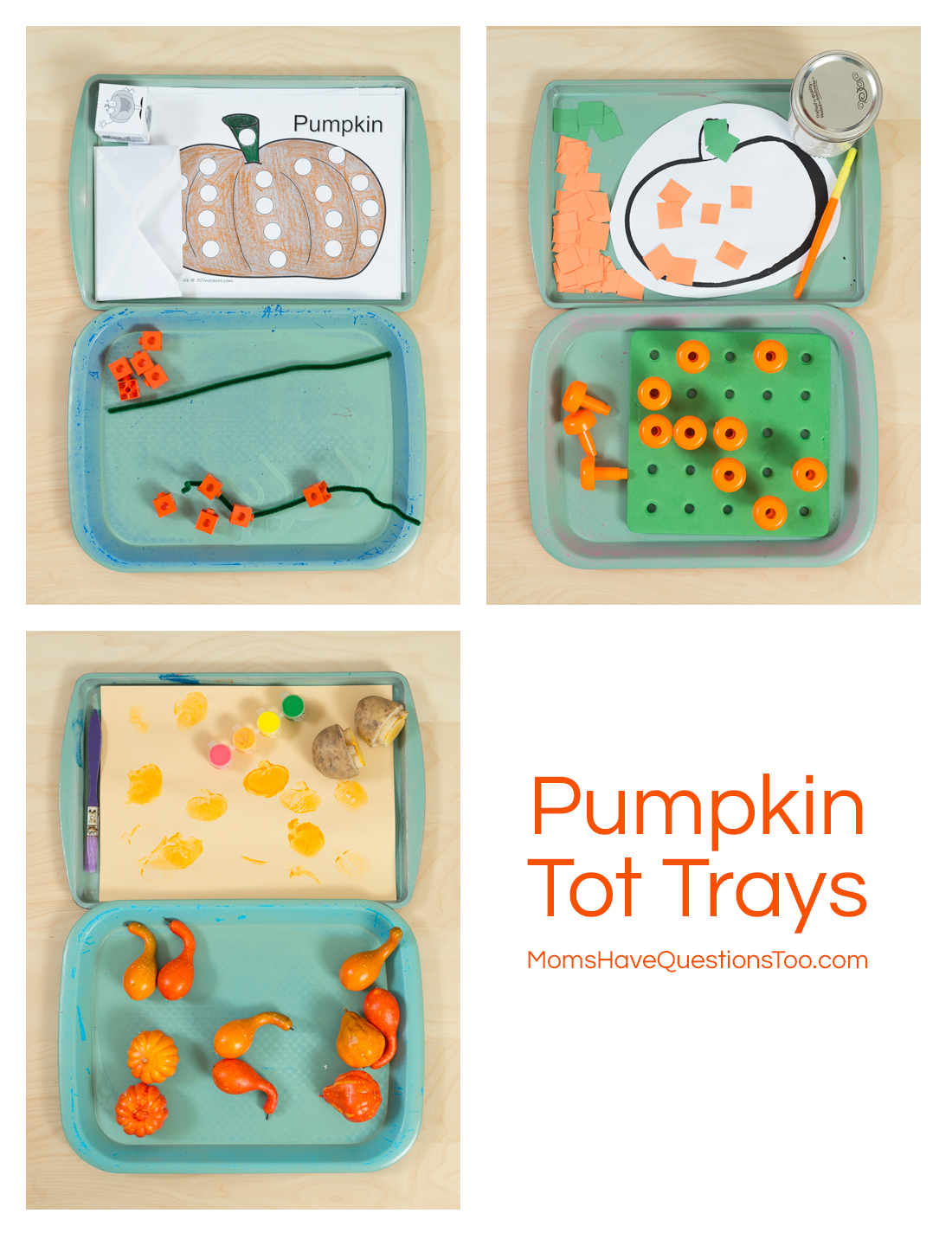 Pumpkin Themed Tot School Trays - Moms Have Questions Too