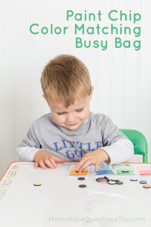 Simple Busy Bag Idea Using Paint Chips for Color Matching - Moms Have Questions Too