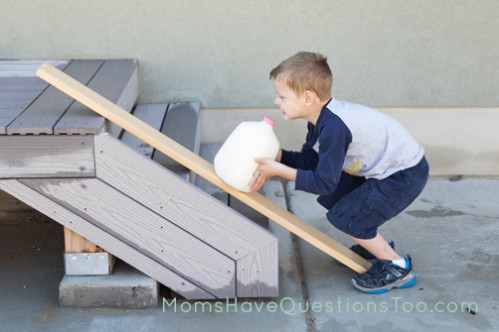 Using a ramp to lift milk onto porch - Moms Have Questions Too