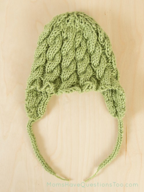 Cabled Ear Flap Hat Free Knitting Pattern - Moms Have Questions Too