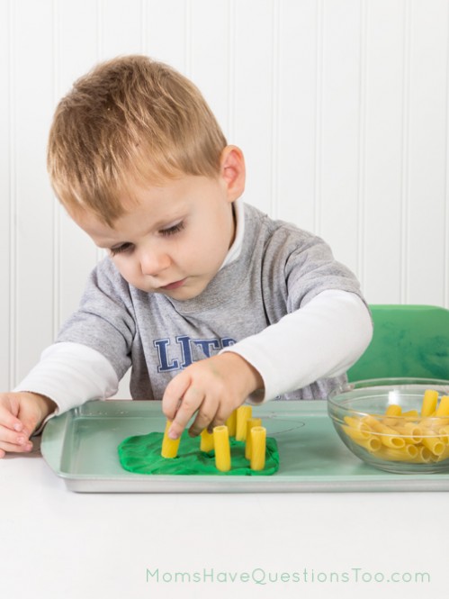 Pasta corn field for Fall Tot Trays - Moms Have Questions Too
