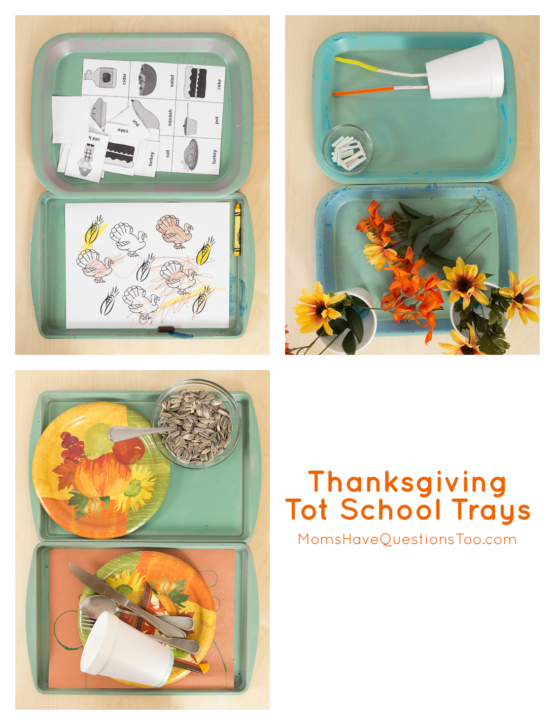 Thanksgiving Tot School Trays - Moms Have Questions Too