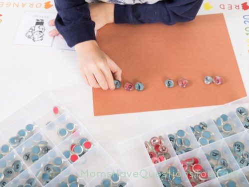 Using a Montessori Moveable alphabet to write a sentence - Moms Have Questions Too