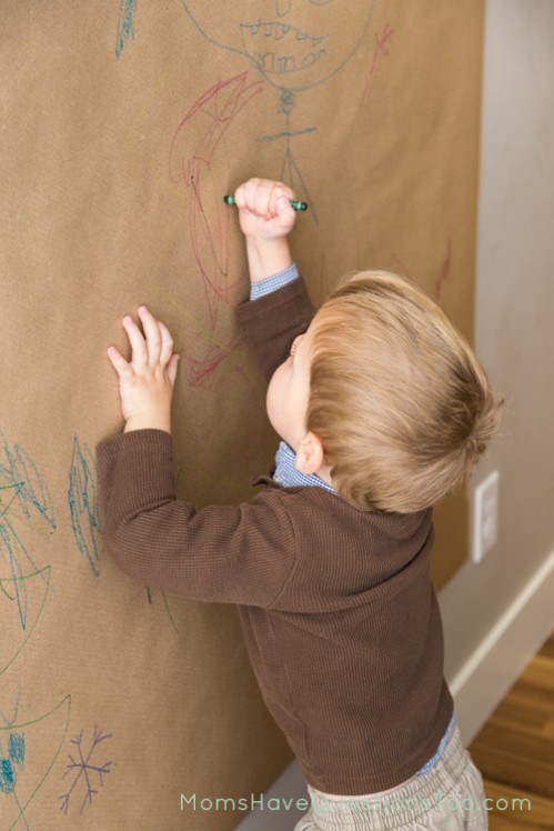 Use crayons to color on a vertical surface wall mural - Moms Have Questions Too