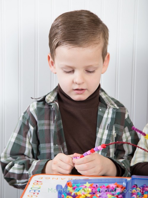 Use beads and pipe cleaners to make patterns - Moms Have Questions Too