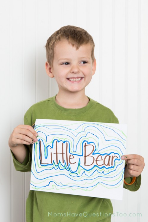 Use markers to create fun patterns with your child's name - Moms Have Questions Too