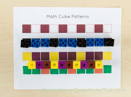 Sample of math cube patterns free printable - Moms Have Questions Too
