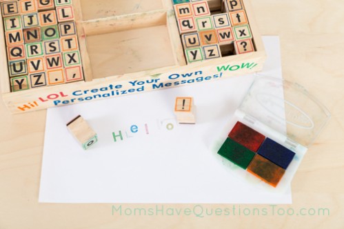 Write a message with alphabet stamps - Moms Have Questions Too