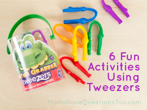 6 Fun Activities that use kid tweezers - Great for fine motor growth and development! Moms Have Questions Too