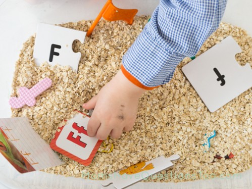 F is for Farm Sensory Bin - Moms Have Questions Too
