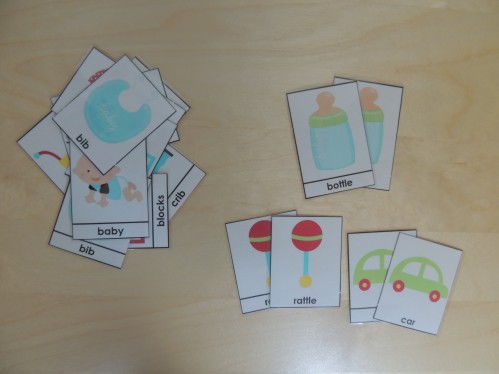 Use Montessori 3 Part Cards for matching games or memory.