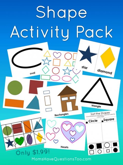 Buy this Shape Activity Pack for only $1.99! Includes 12 activities to teach shapes which are perfect for toddlers and preschoolers.