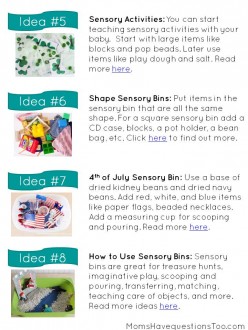 Read about the Importance of Sensory Bins, then download this free pdf with 8 Sensory Bin Ideas.