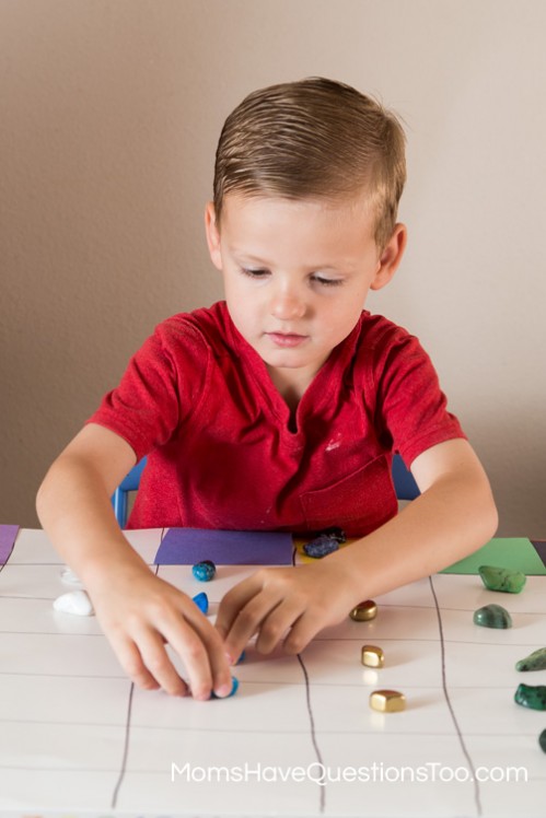 Practicing graphing with rocks in preschool - Moms Have Questions Too