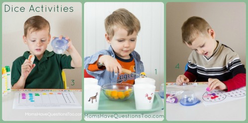 Teach numbers and counting with tot trays. Ideas for number cards, numbered cups and objects, printables, and dice activities.