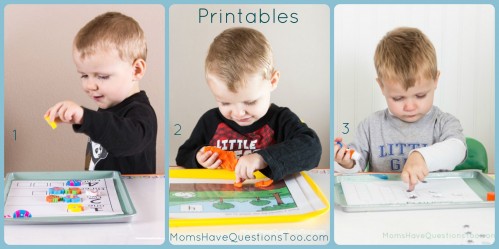Teach numbers and counting with tot trays. Ideas for number cards, numbered cups and objects, printables, and dice activities.