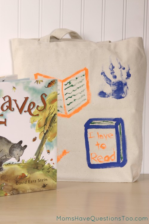 Paint a Canvas Bag to Hold Library Books. It's durable and adorable!!!