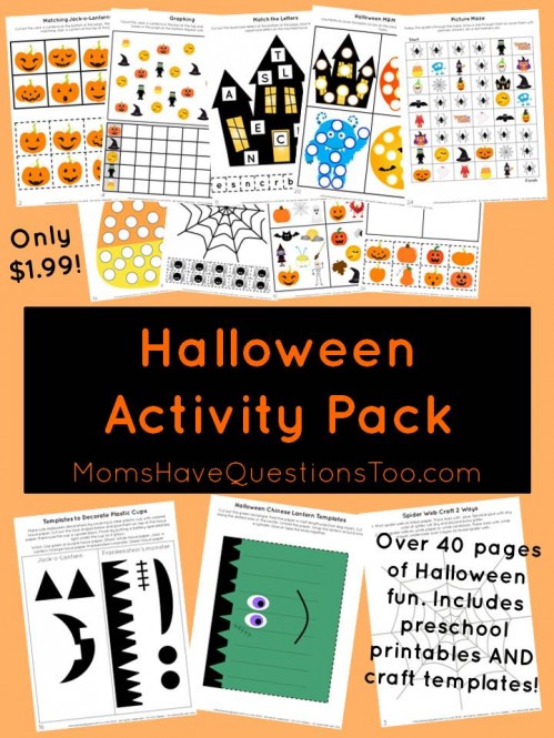 This awesome Halloween Activity Pack has tons of preschool printables and some printable craft templates. Perfect for toddlers and preschoolers.