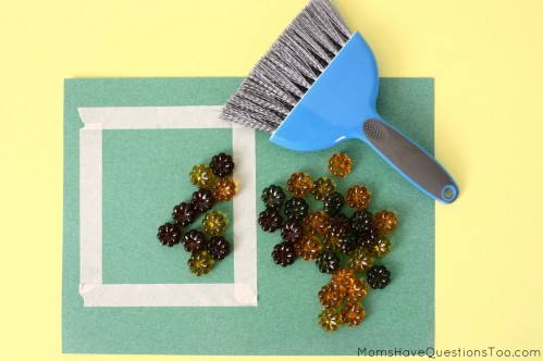 15 toddler activities that use table scatter (also called math manipulatives). These teach counting, creativity, fine motor, and more!