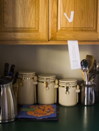 Halloween Skeleton Scavenger Hunt Clue on the Cupboard