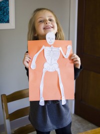 Halloween Skeleton Scavenger Hunt Holding Finished Skeleton