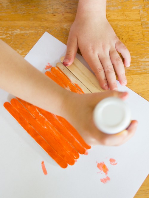 Popsicle Stick Pumpkin and Bat Craft