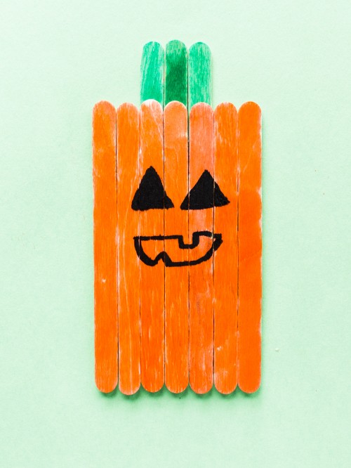 Popsicle Stick Pumpkin and Bat Craft