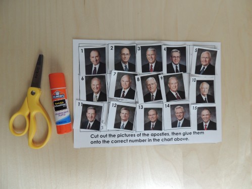 General Conference Activity for Preschoolers - Cut and paste apostles page.