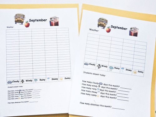 Preschool Journal - Weather and Attendance Blank Sheets